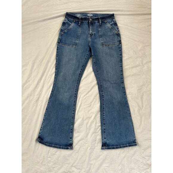 a.n.a. Womens High-Rise Flare Jeans 4P bootcut cotton zipper pockets denim - Picture 1 of 7